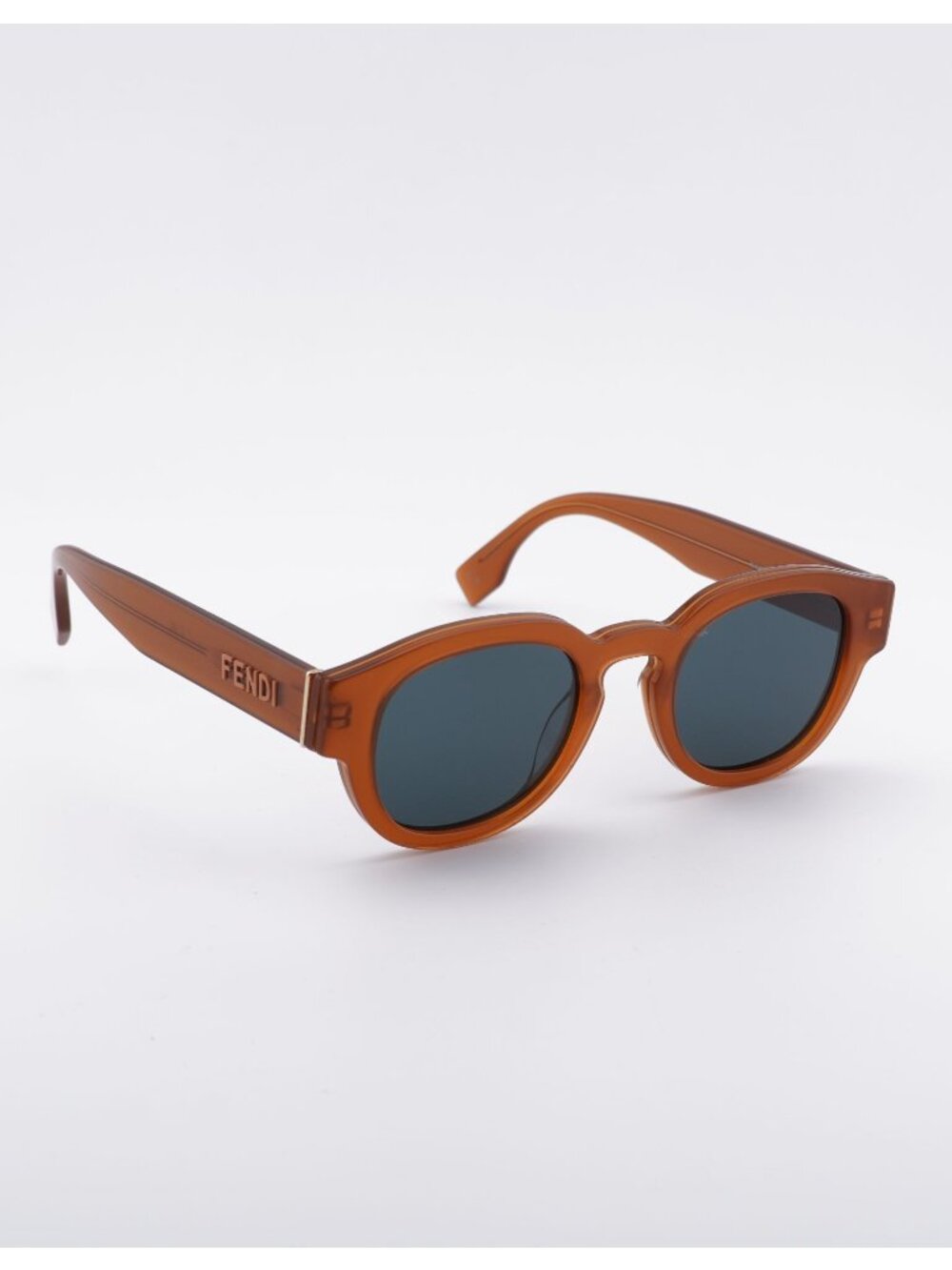 Fendi FE40182I 44N Sunglasses Honey Round Frame, Green Lenses